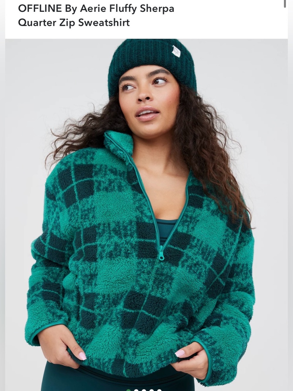 NWOT Aerie Fluffy Sherpa Quarter Zip Sweatshirt Size Large